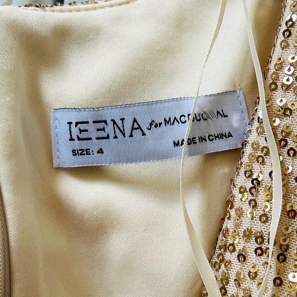 Beautiful sz 4 gold sequined long gown w/silt by Ieena by Mac Douggal w/stretch - Picture 4 of 6